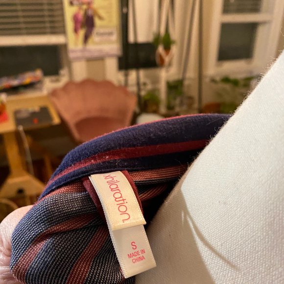 Xhilaration Navy & Maroon Striped Jersey Blazer | Size Small - Picture 4 of 4